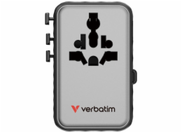 Verbatim univerzální cestovní adaptér Charge’n’Travel 100W, s výsuvným USB-C kabelem, černá