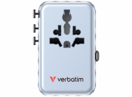 Verbatim&nbsp;univerzální&nbsp;cestovní&nbsp;adaptér&nbsp;Charge’n’Travel&nbsp;100W,&nbsp;s&nbsp;výsuvným&nbsp;USB-C&nbsp;kabelem,&nbsp;modrá