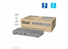 Club3D hub Thunderbolt 5 5v1, 3x USB-C TB5, 1x USB-A, 1x8K60Hz, 3x 5K60Hz, certifikace Thunderbolt Share, 180W