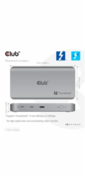 Club3D hub Thunderbolt 5 5v1, 3x USB-C TB5, 1x USB-A, 1x8K60Hz, 3x 5K60Hz, certifikace Thunderbolt Share, 180W