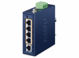 Planet ISW-504PT-E průmyslový kompaktní switch, 1x10/100TX, 4x10/100TX PoE+ 802.3at 120W, -40~75°C, 48-55VDC , IP40