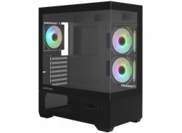 Zalman skříň Chronix / midT / 3x120mm ARGB fan / USB 2.0 / USB 3.0 / USB-C / panoramatická / černá