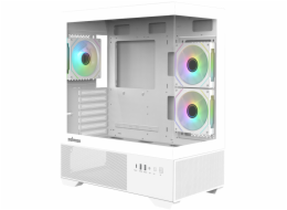 Zalman skříň Chronix / midT / 3x120mm ARGB fan / USB 2.0 / USB 3.0 / USB-C / panoramatická / bílá