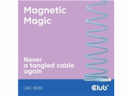 Club3D Kabel magnetický USB-C, 240W PD3.1, 480 Mbps, 2m, modrá