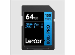 Lexar paměťová karta SD 64GB High-Performance 800x PRO (BLUE Series) SDXC UHS-I až 150MB/s