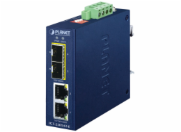 Planet IGT-2205AT-E průmyslový kompaktní konvertor 2x1GBASE-T to 2x1GBASE-X SFP, IP40, -40~75°C, 12-58VDC