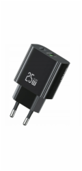 USAMS 25W nabíječka do zásuvky 1x USB-C 1x USB-A Rychlonabíjení Černá