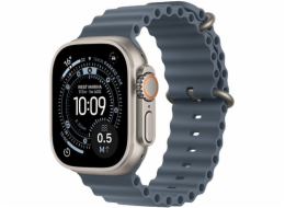 Apple Hodinky Ultra 3 GPS + Cellular 49mm, přírodní titanové pouzdro, tmavě modrý oceánský řemínek