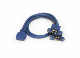 StarTech.com 2 Port Panel Mount USB 3.0 Cable - USB A to Motherboard Header Cable F/F (USB3SPNLAFHD) - Kabel z USB iinterní na externí - USB typ A (F) do 20 pin IDC (F) - 50 cm - modrá