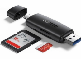 UGREEN adaptér čtečka karet SD / micro SD (USB-A / USB-C) černý (CM304) UGREEN adaptér čtečka karet SD / micro SD (USB-A / USB-C) černý (CM304)