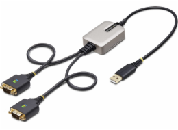 StarTech.com 2ft (60cm) 2-Port USB to Serial Adapter Cable, Interchangeable DB9 Screws/Nuts, COM Retention, USB-A to DB9 RS232, FTDI, Level-4 ESD Protection, Windows/macOS/ChromeOS/Linux - Rugged TPE 
