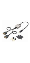 StarTech 2ft (60cm) 2-Port USB to Serial Adapter Cable, Interchangeable DB9 Screws/Nuts, COM Retention, USB-A to DB9 RS232, FTDI, Level-4 ESD Protection, Windows/macOS/ChromeOS/Linux - Rugged TPE Cons
