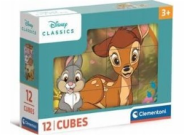 Clementoni - Obrázkové kostky - Disney klasické pohádky 12 kostek