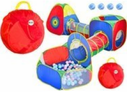 LeanToys Velký stan na hřiště pro děti Tunely Bazén s míčky Tracza Barevný