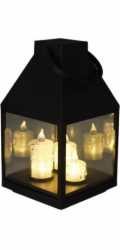 Lucerna černá s 3 LED svíčkami 25 cm KO-ANX000860