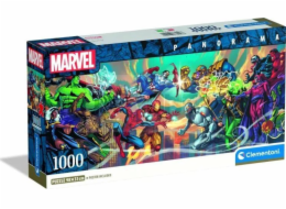 Clementoni - Puzzle 1000 Panorama Marvel Hrdinové vs. Záporáci