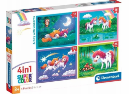 Clementoni - Puzzle 4v1 Den s jednorožci