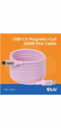 Club3D Kabel magnetický USB-C, 240W PD3.1, 480 Mbps, 2m, růžová