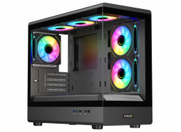 EVOLVEO Ursus, skříň mATX, 6x ARGB ventilátor 120mm, skleněná bočnice + přední panel