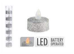 Svíčka čajová LED stříbrná 6 ks