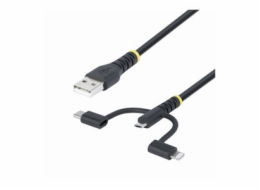 StarTech.com 3.3ft USB Multi Charging Cable, Lightning/Micro-USB/Type-C - Sada kabelu USB - 3 A - 1 m - pasivní, drsný - cerná