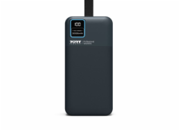 PORT CONNECT powerbanka 30 000 mAh, LCD displej, USB-A QC / USB-C / Micro USB, černá