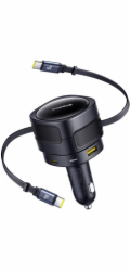 Baseus Enjoyment Max nabíječka do auta s kabely USB-C+USB-C a porty USB-A+USB-C 90W černá