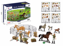 Zvířátka z farmy - Sada s koňmi a výběhem 4 druhy V1