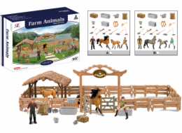 Zvířátka z farmy - Velká ohrada pro koně s jezdcem 2 druhy