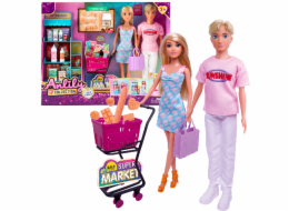 Set panenek v supermarketu s nákupním vozíkem