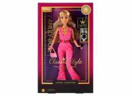 Módní panenka s růžovými károvanými šaty