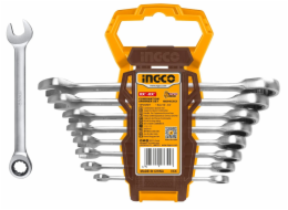 Ingco HKSPAR1082 Klíč očkoplochý račnový CrMo 8-19mm 8ks