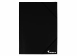 VICTORIA Desky s gumičkou, černé, PP, 15 mm, A4