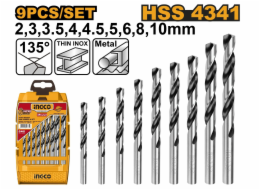 Ingco sada vrtáků spirálové HSS 9 ks