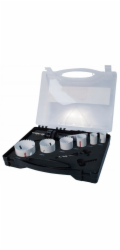 Makita D-47117 sada děrovek BiM (se závitem): 19, 22, 29, 38, 44, 57mm + 2x adaptér + 2x středicí vrták HSS-G, 10ks