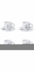 Sada 4 šálků na espresso BIALETTI CAROUSEL Porcelán 4x 50 ml Bílá