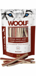 WOOLF Long Beef and Cod Sandwich - pamlsek pro psa - 100g