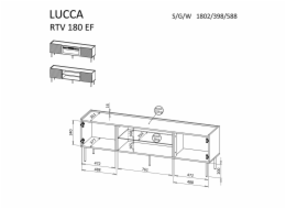 Cama LUCCA 490381 televizní stolek/nábytek k multimediálnímu vybavení 1 police/polic