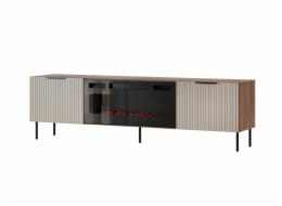 Skříňka na televizi ALMERA 180,5x42x52,5 ořech/kašmír + krb černý