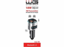 WG - Nabíječka do auta, Transmitter FM, QC 3.0, stříbrná