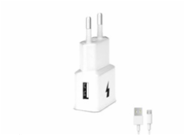WG - Síťová nabíječka 1x USB-A, Quick Charge 3.0, 5V-9V-12V + kabel USB-A na Micro USB, white