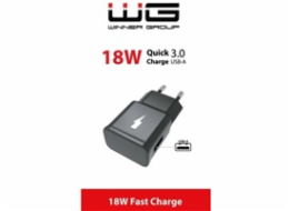 WG - Síťová nabíječka Fast 1x USB-A, Quick Charge 3.0, 5V-9V-12V, black