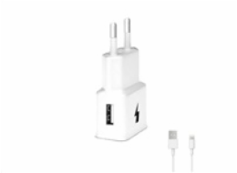 WG - Síťová nabíječka 1x USB-A, Quick Charge 3.0, 5V-9V-12V, kabel USB-A na Lightning, bílá