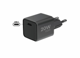 WG - Síťová nabíječka GaN 1x USB-C, PD 20W, 5V-9V-12V, černá