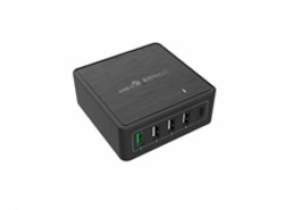 WG - Síťová nabíječka 5x USB 60W, 1x USB-A QC 3.0 + 3x USB-A Smart IC + 1x USB-C PD, černá