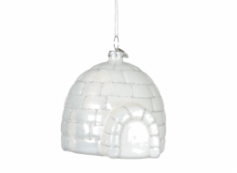 Vánoční hračka na stromeček, bílá, 8,1 cm, sklo