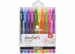 Sada gelových per "Doodler z Neon & Fashion", 10 neonových barev, 0,33 mm, ZEBRA 02618
