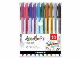 Sada gelových per "Doodler z Glitter", 10 třpytivých barev, 0,33 mm, ZEBRA 02619