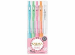 Sada gelových per "Sarasa Clip Milk", 5 pastelových barev, 0,33 mm, stiskací, ZEBRA 17270