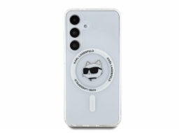 Karl Lagerfeld Pouzdro pro SAMSUNG S25 Plus KLHMS25MHLSCHH (Magnetická kovová hlava Choupette IML) bílé